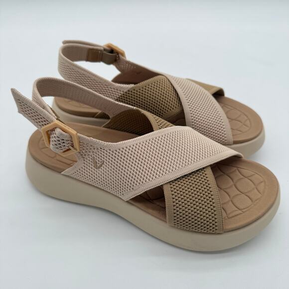 Vivaia Kara AdaptAll Sport Ivory Nude Knit Walk Comfort Lightweight Sandals 8.5 - Picture 1 of 8